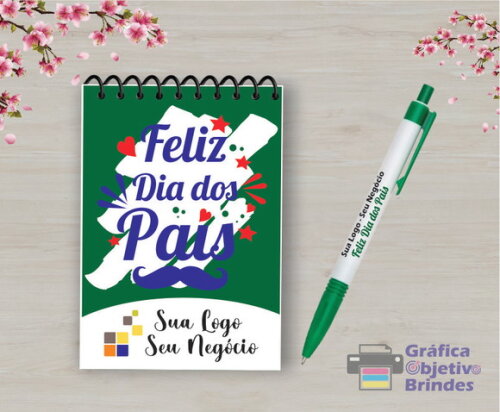 30 Lembrancinhas Dia dos Pais - Caneta e Bloquinho