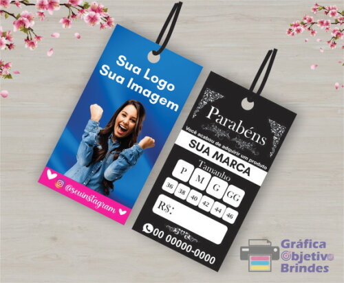 500 Tag Personalizada com Logomarca - Frente e Verso