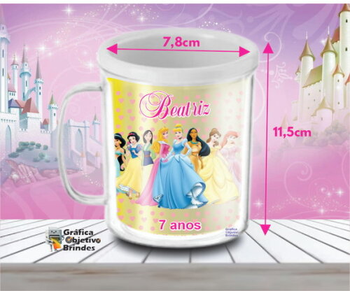 Caneca Plástica Personalizada Princesas Disney