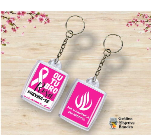 Chaveiro Personalizado Outubro Rosa - Campanha de Prevenção