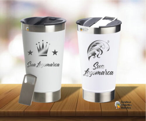 Copo Térmico Inox Personalizado 500ml com Tampa e Abridor