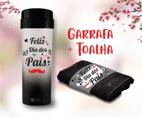 Garrafa Personalizada + Toalha - Kit Dia dos Pais