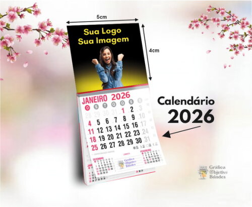 Imã de Geladeira 2026 Personalizado com Calendário - 500unid