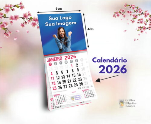 Imã de Geladeira com Calendário 2026 Personalizados - 250uni