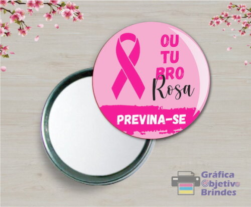 Lembrancinha Personalizada Outubro Rosa Espelho Espelhinho