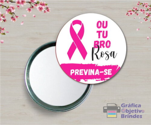 Lembrancinha Personalizada Outubro Rosa Espelho Espelhinho