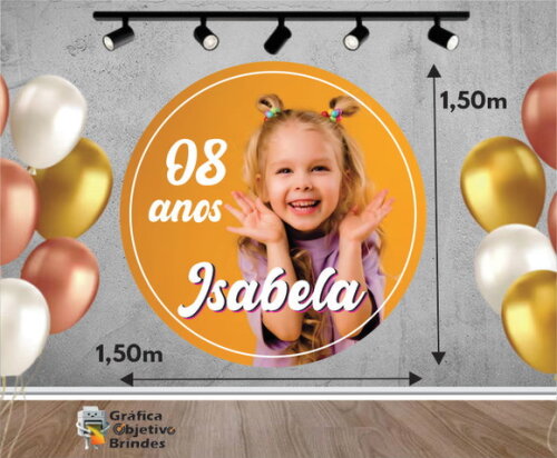 Painel de Festa Redondo Personalizado em Tecido