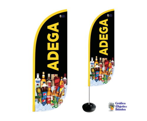 Wind Banner Adega Kit Completo Dupla Face 1,90x65cm