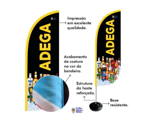 Wind Banner Adega Kit Completo Dupla Face 1,90x65cm