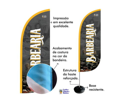 Wind Banner Barbearia Personalizado Kit Completo 1,90x65cm