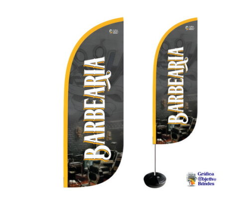 Wind Banner Barbearia Personalizado Kit Completo 1,90x65cm