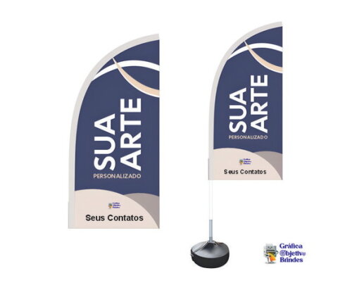 Wind Banner Dupla Face 1,90x65cm Completo Personalizado