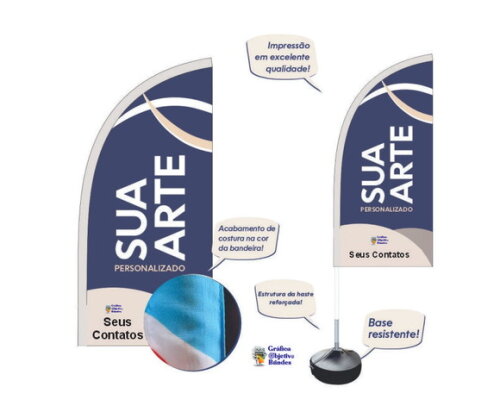 Wind Banner Dupla Face 1,90x65cm Completo Personalizado