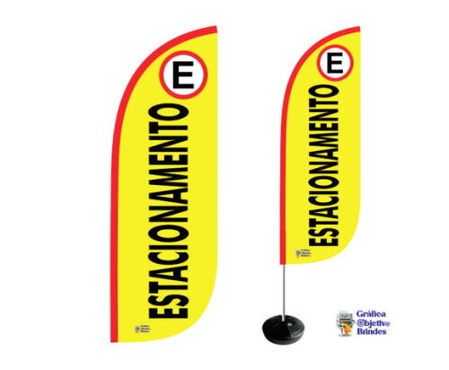 Wind Banner Estacionamento Dupla Face Kit Completo 1,90x65cm
