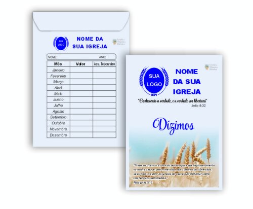 Envelope Personalizado Dízimo para Igreja 25x17,6cm (100 unidades)