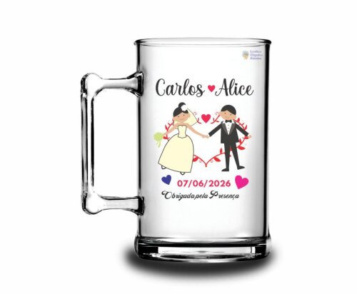 Caneca de Chopp Personalizada para Lembrancinha de Casamento