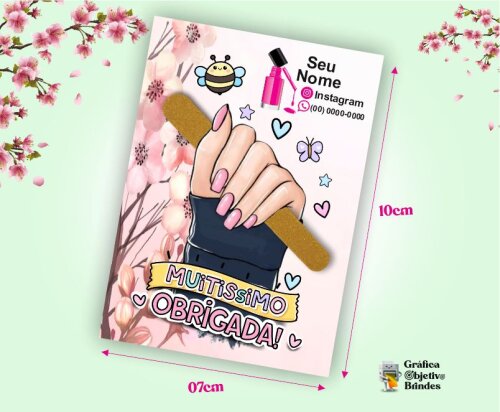 Cartão Personalizado com Logomarca e Mini Lixa