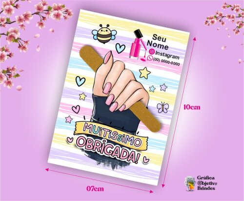 Cartão Personalizado com Logomarca e Mini Lixa para Brinde