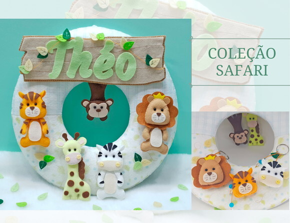 Enfeite de Porta Maternidade em Feltro Safari Safari Baby