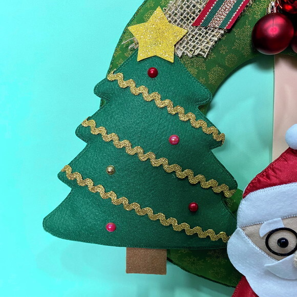 Guirlanda de Porta Natal Luxo em Tecido e Feltro Natalina