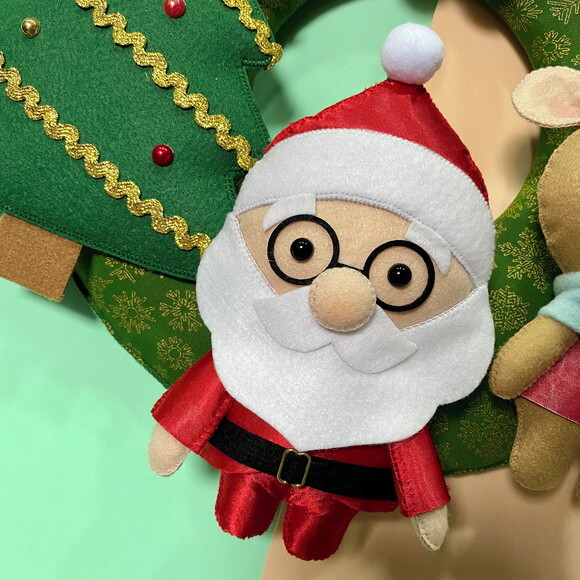 Guirlanda de Porta Natal Luxo em Tecido e Feltro Natalina