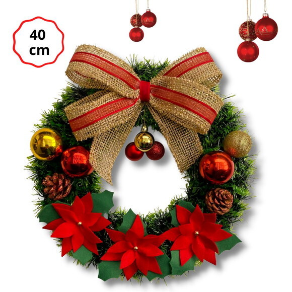 Guirlanda Natalina Luxo Grande 40 x 40 p/ Decoração de Natal