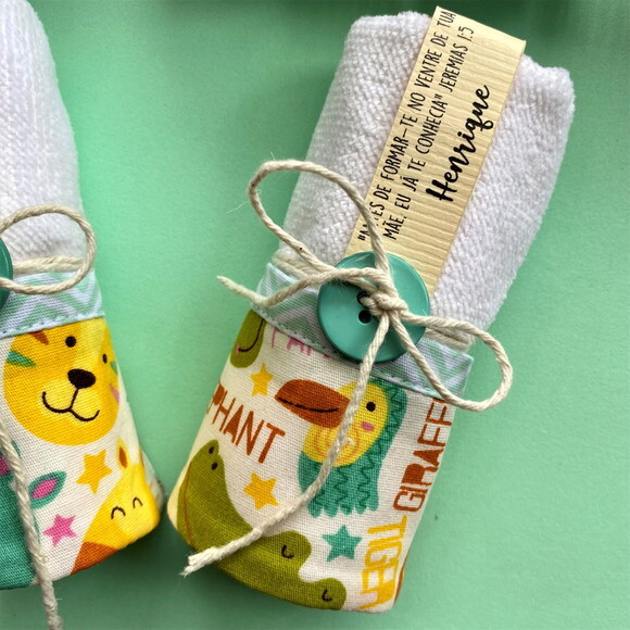 Lembrancinha Toalha de Mão Maternidade Aniversário - Safari