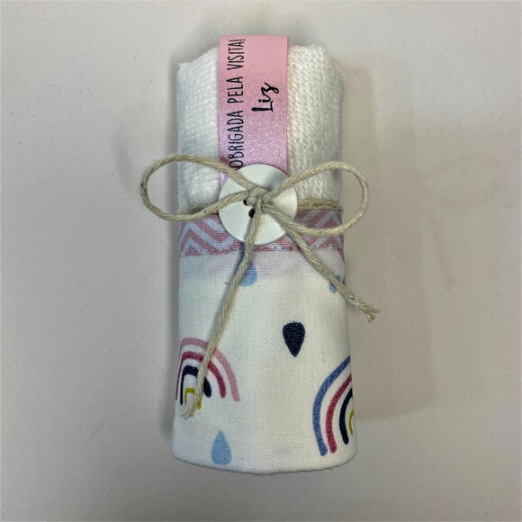 Lembrancinha Toalha de Mão Maternidade Aniversário Arco Iris