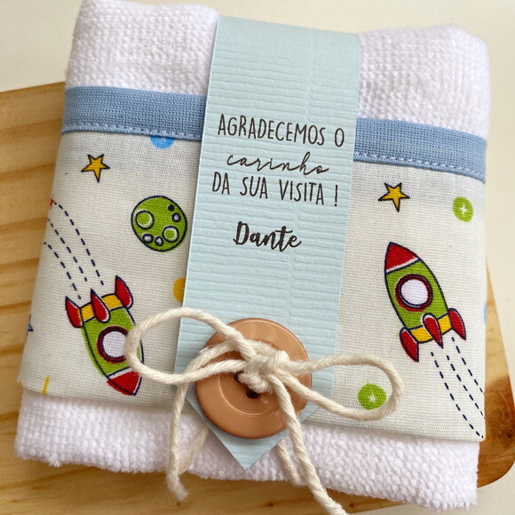 Toalha de Máo Lembrancinha Personalizada Foguete Astronauta