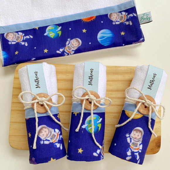 Toalha de Mão Lembrancinha Personalizada Foguete Astronauta