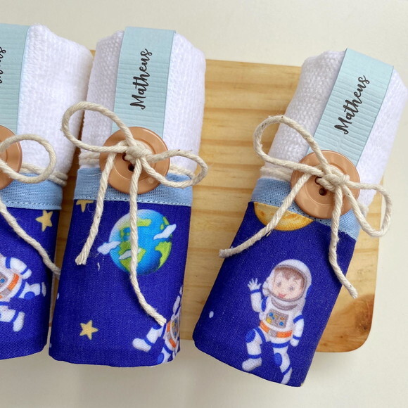 Toalha de Mão Lembrancinha Personalizada Foguete Astronauta