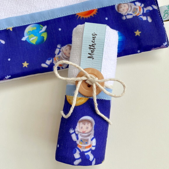 Toalha de Mão Lembrancinha Personalizada Foguete Astronauta