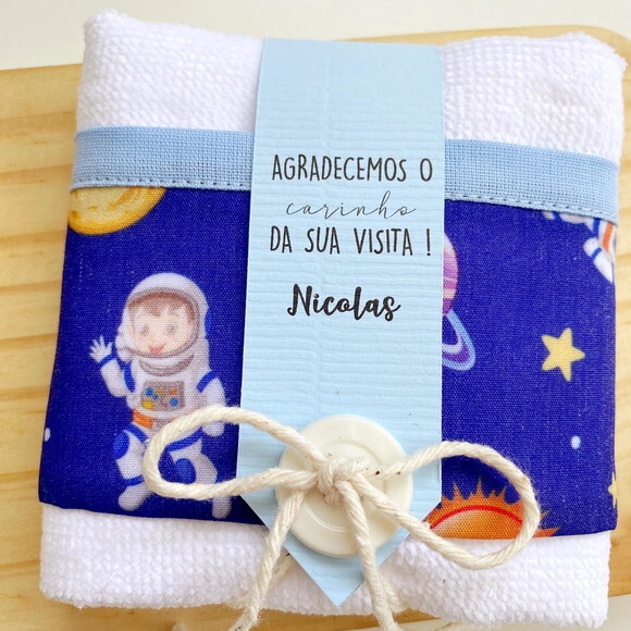 Toalha Lembrancinha Foguete Espaço Astronauta Festa Maternid
