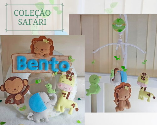 Enfeite de Porta Maternidade em Feltro Safari Safari Baby