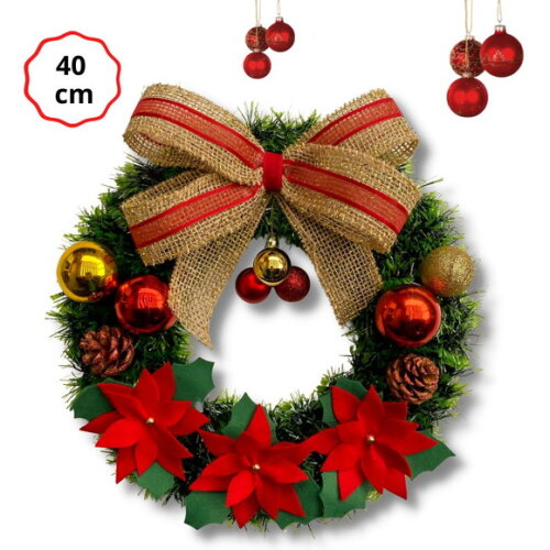 Guirlanda Natalina Luxo Grande 40 x 40 p/ Decoração de Natal
