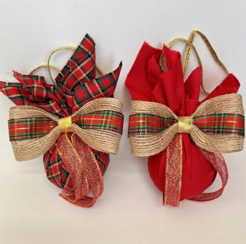 Kit Enfeite de Natal - 2 Bolas Personalizadas em Tecido