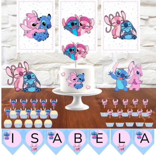 Kit Festa Personalizada Stitch Angel Mesversario Aniversário