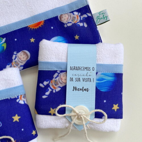 Toalha de Máo Lembrancinha Personalizada Foguete Astronauta