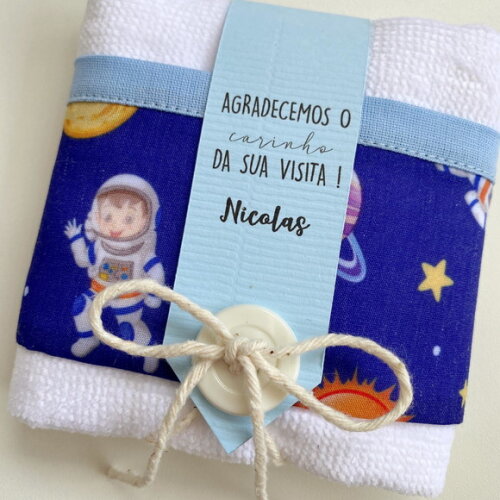 Toalha de Máo Lembrancinha Personalizada Foguete Astronauta