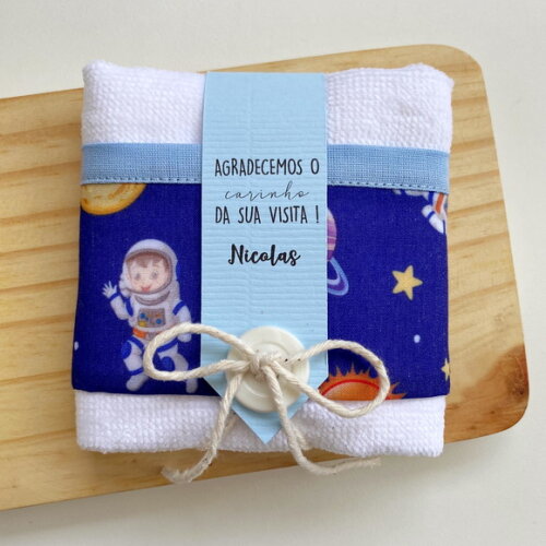Toalha de Máo Lembrancinha Personalizada Foguete Astronauta