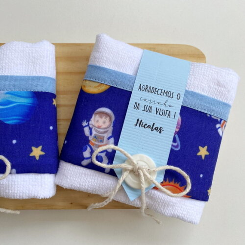 Toalha Lembrancinha Foguete Espaço Astronauta Festa Maternid