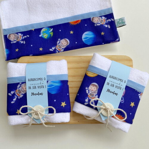 Toalha Lembrancinha Foguete Espaço Astronauta Festa Maternid
