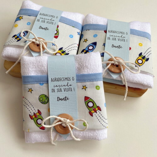 Toalha Lembrancinha Personalizada Foguete Espaço Astronauta