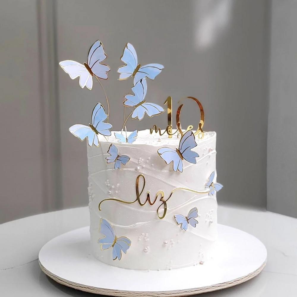 Arquivo de corte topo de bolo borboletas azuis