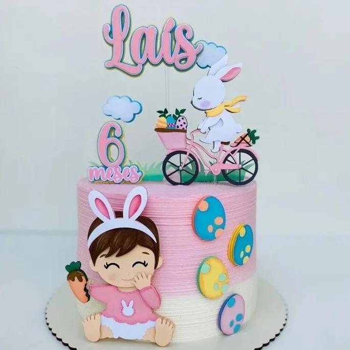 Topo coelhinha menina bicicleta