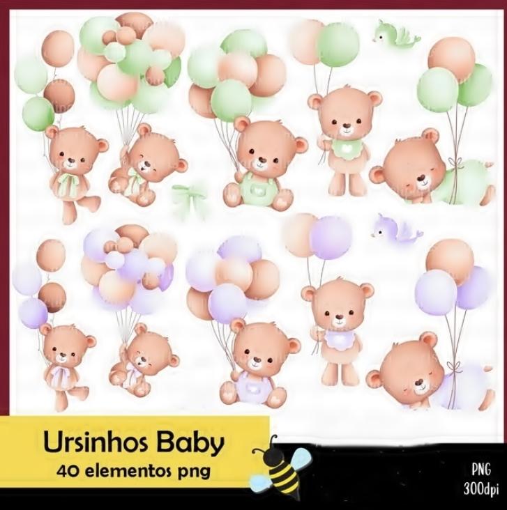 Kit Digital Ursinho Baby Balão