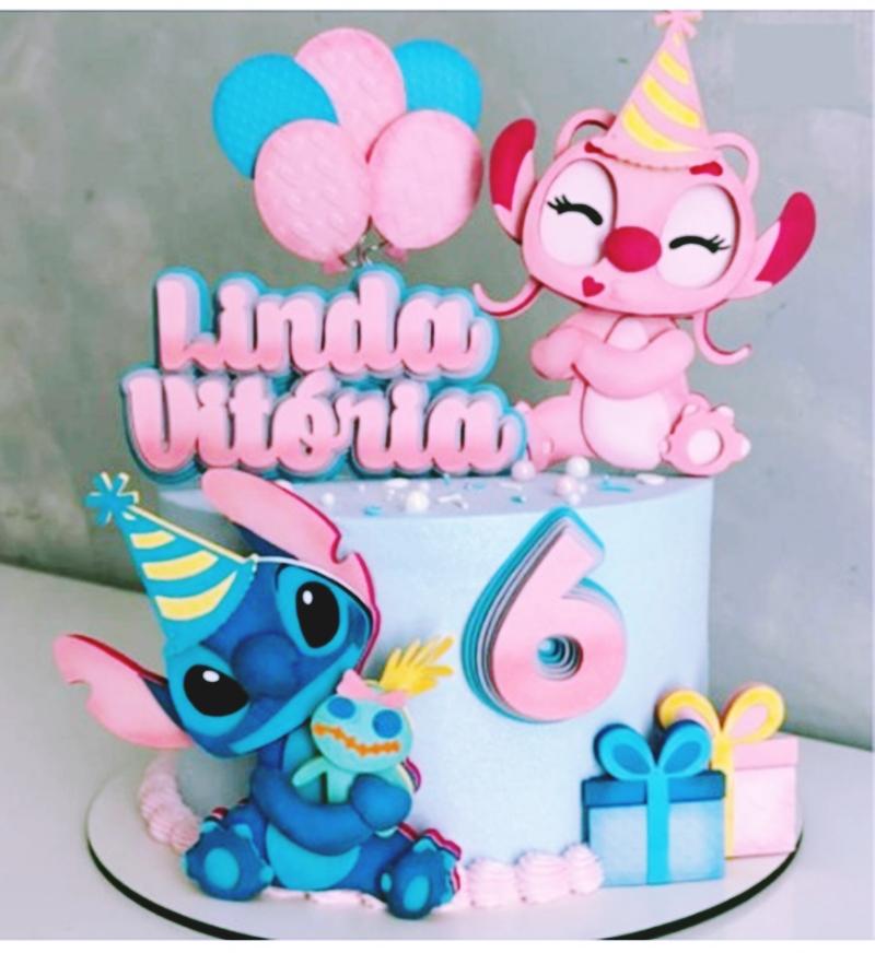 Topo de Bolo stitch aniversário