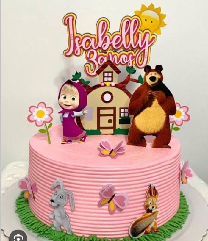 Topo de Bolo masha e o urso