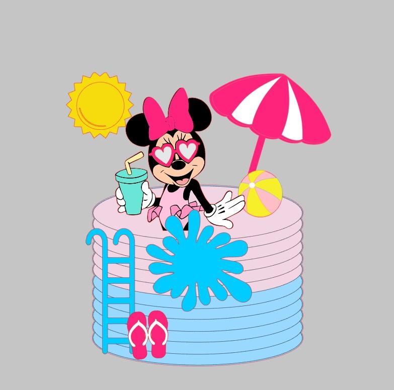 Arquivo de Corte Topo de Bolo minnie pool party