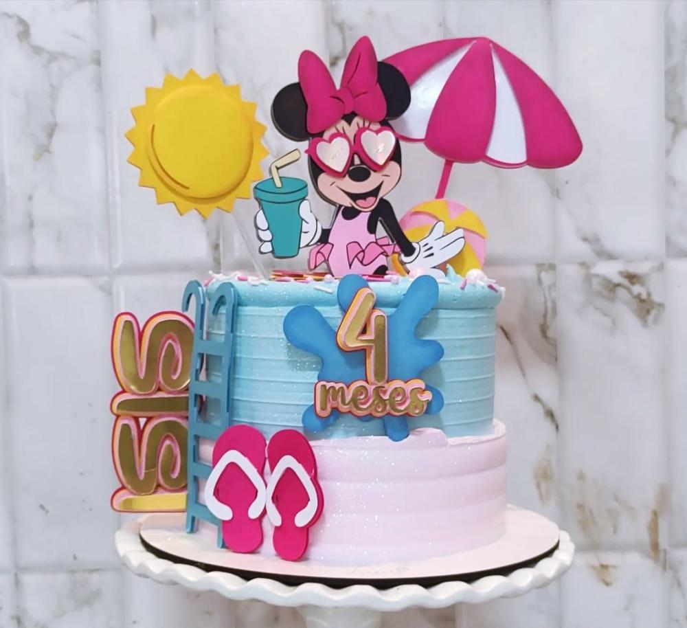 Arquivo de Corte Topo de Bolo minnie pool party